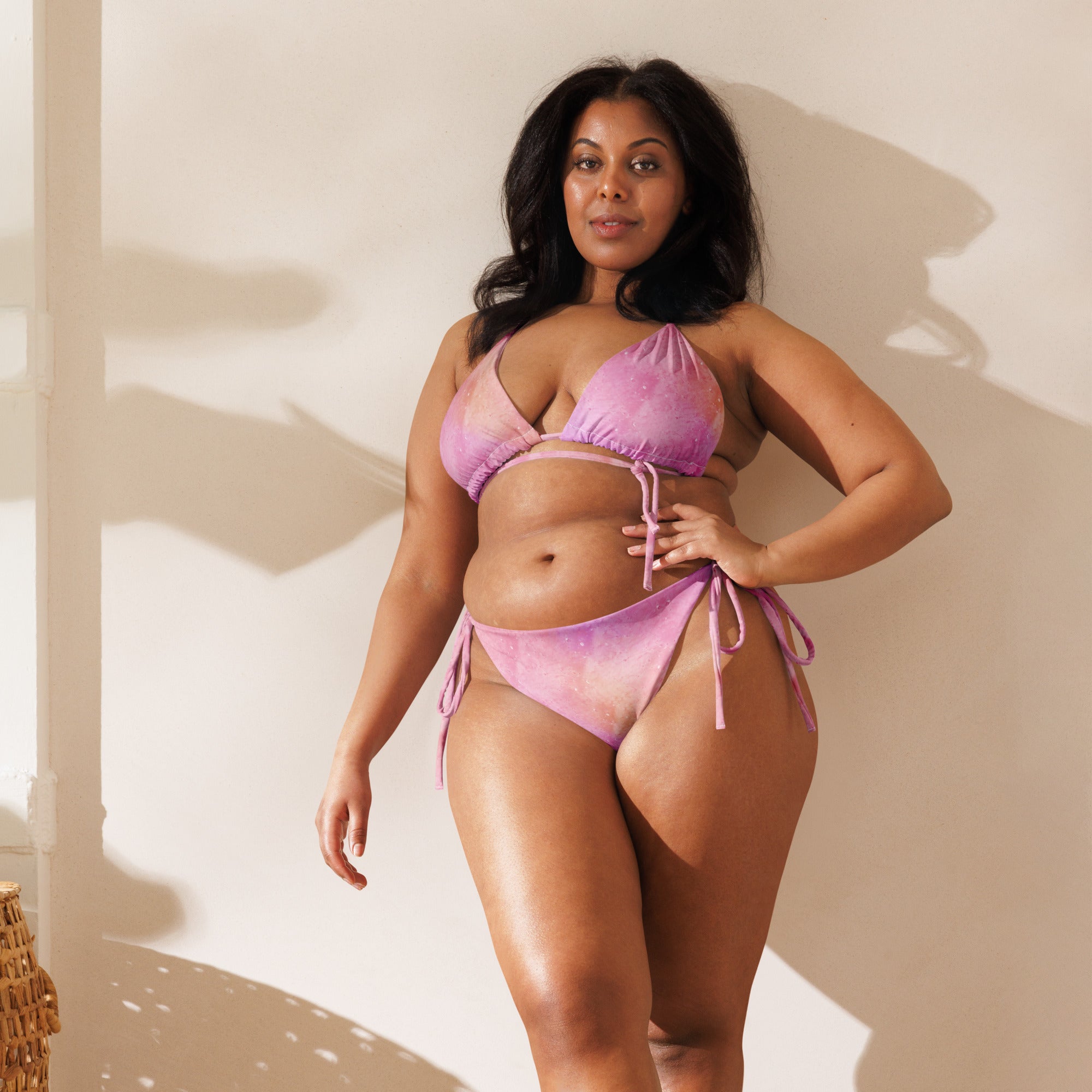 Pink Cute All-over print string bikini